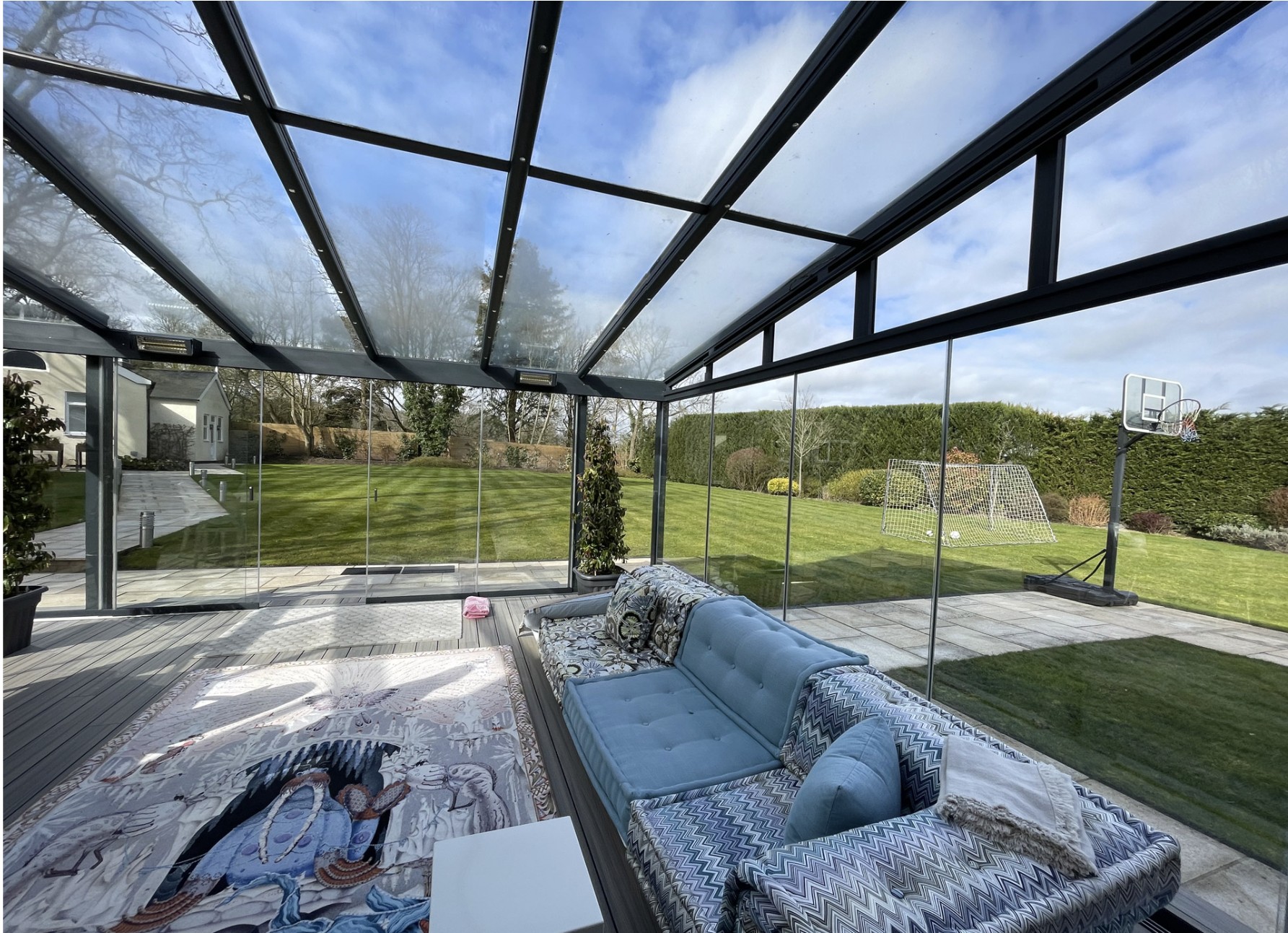 Glass room lounge interior